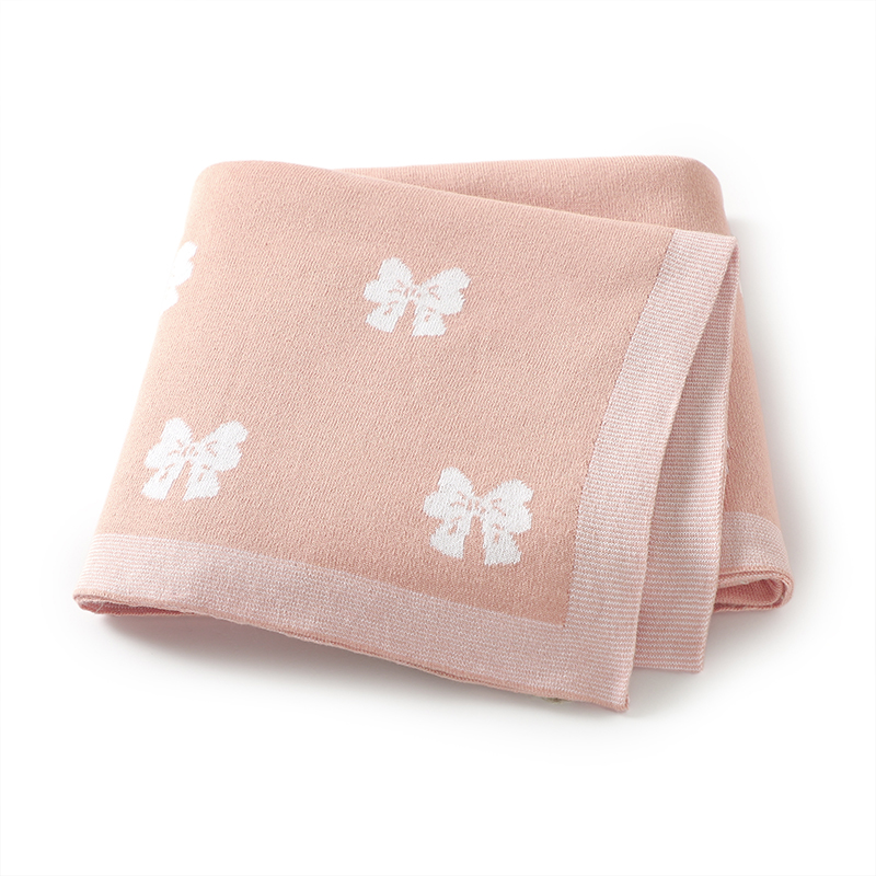 Carriage Bed - Cotton Baby Blanket Knit Cute Bow