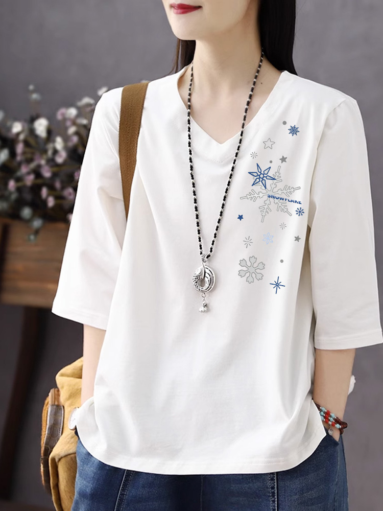 Resin Vat - Pure Cotton V-Neck 3/4 Sleeve T-Shirt