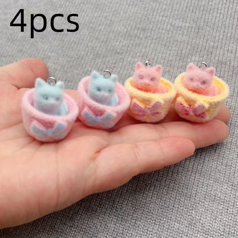 4pcs 3D plush resin cat pendan - đánh giá và giá Resin