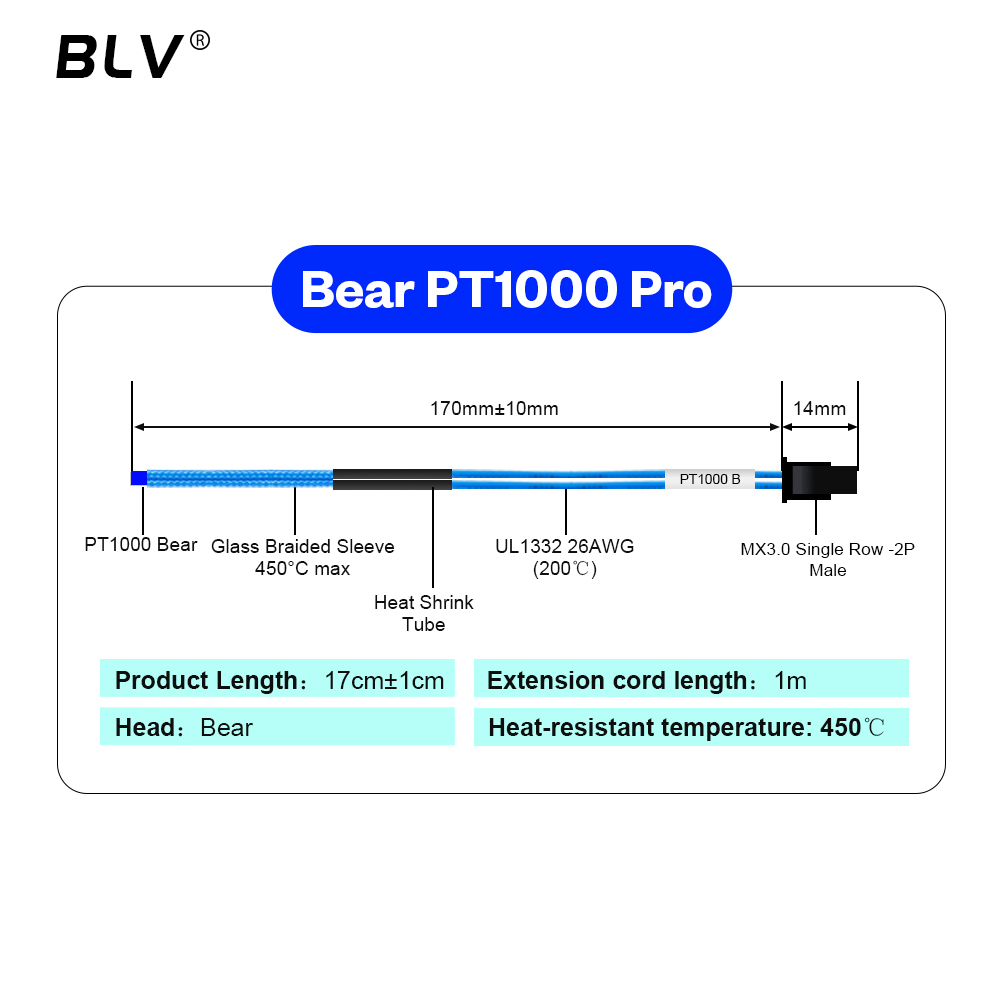 BLV® PT1000 Thermistor M3 M4 B - đánh giá và giá Hotend Assembly