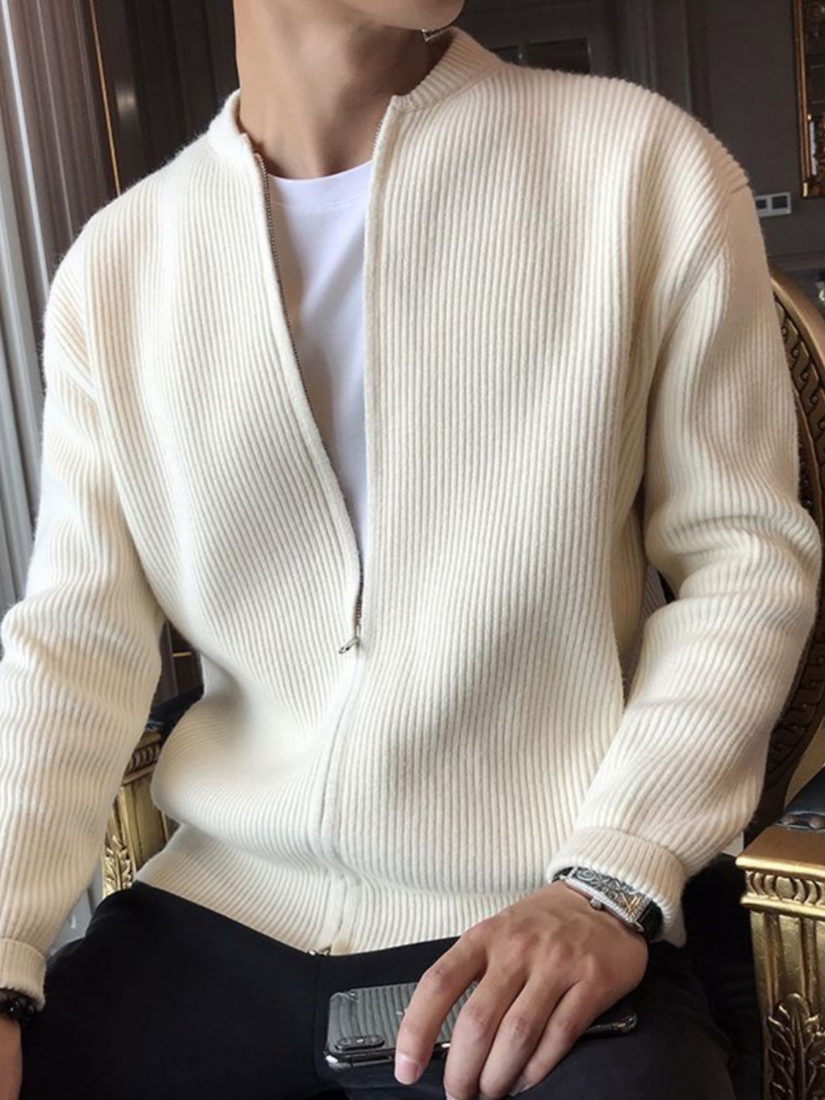 Men's Knitted Cardigan Sweater - đánh giá và giá Resin Vat