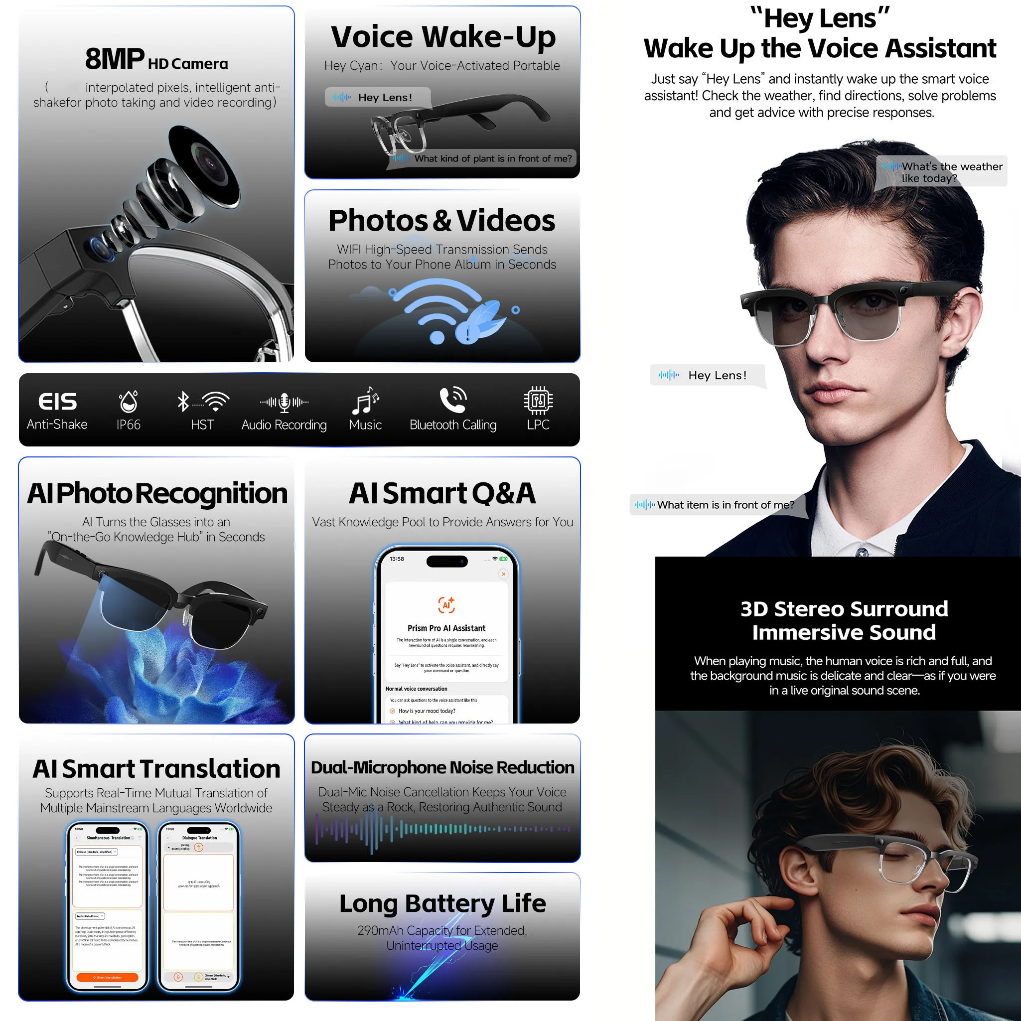 AI Smart Glasses with Voice Wa - đánh giá và giá Bltouch